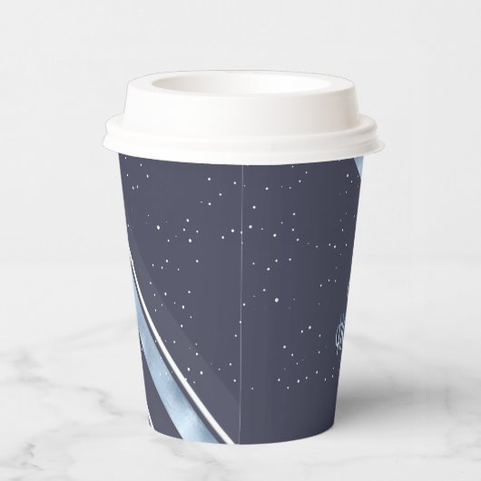 Weihnachtsstreifen Muster Blau/Weiß ID862 Pappbecher (Rechts)