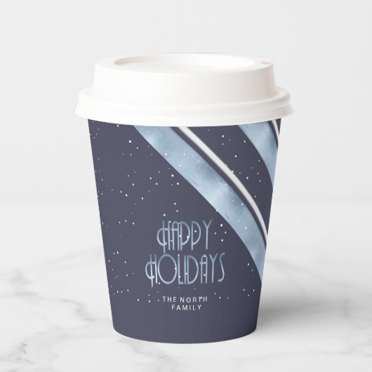 Weihnachtsstreifen Muster Blau/Weiß ID862 Pappbecher (Vorderseite)