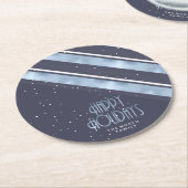 Weihnachtsstreifen Muster Blau/Weiß ID862 Runder Pappuntersetzer (Angewinkelt)