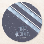 Weihnachtsstreifen Muster Blau/Weiß ID862 Runder Pappuntersetzer (Vorderseite)