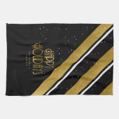 Weihnachtsstreifen Muster Gold/Schwarz ID862 Geschirrtuch (Horizontal)