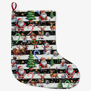 Weihnachtsstreifen Musterdesign Großer Weihnachtsstrumpf