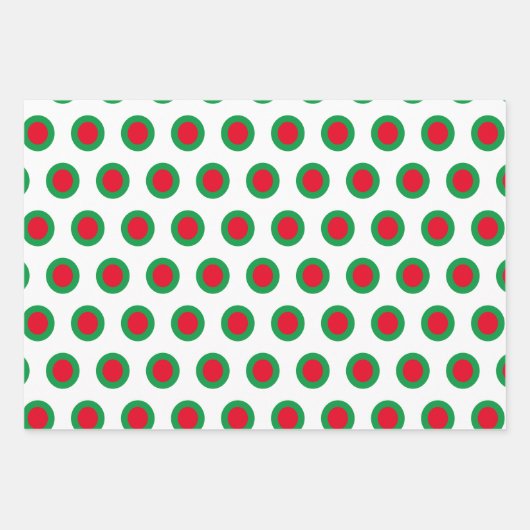 Weihnachtsstreifen & Punkte - Rotes grünes Weihnac Geschenkpapier Set (Vorderseite 3)