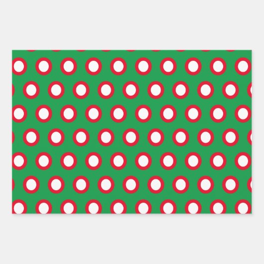Weihnachtsstreifen & Punkte - Rotes grünes Weihnac Geschenkpapier Set (Vorderseite 2)