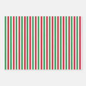 Weihnachtsstreifen & Punkte - Rotes grünes Weihnac Geschenkpapier Set (Vorderseite)