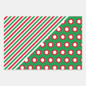 Weihnachtsstreifen & Punkte - Rotes grünes Weihnac Geschenkpapier Set (Vorderseite 2)