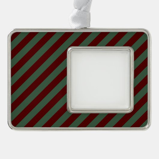 Weihnachtsstreifen Rahmen-Ornament Silber (Vorderseite)