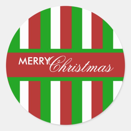 Weihnachtsstreifen Rot Rundaufkleber Runder Aufkleber (Vorderseite)