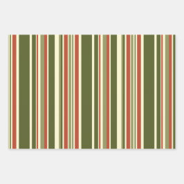 Weihnachtsstreifen Rot und Grün Geschenkpapier Set