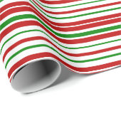 WeihnachtsStreifen rot, weiß, grün Geschenkpapier (Rolleneckpunkt)
