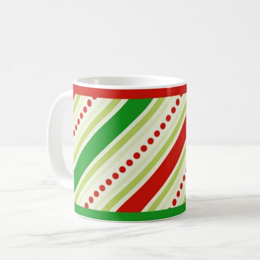 Weihnachtsstreifen-Tasse Kaffeetasse (Vorderseite Links)