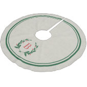 Weihnachtsstreifen und Kleider-Monogramm-Baumrock Polyester Weihnachtsbaumdecke (Schrägansicht)