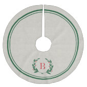 Weihnachtsstreifen und Kleider-Monogramm-Baumrock Polyester Weihnachtsbaumdecke (Vorderseite)