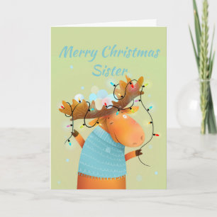 Weihnachtsstress freie Schwester macht Spaß Elch T Feiertagskarte