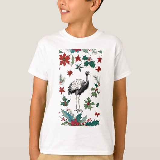Weihnachtsstrich und Poinsettias T-Shirt (Vorderseite)