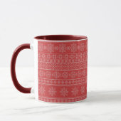 Weihnachtsstricken in nordisch-rotes Design Tasse (Links)