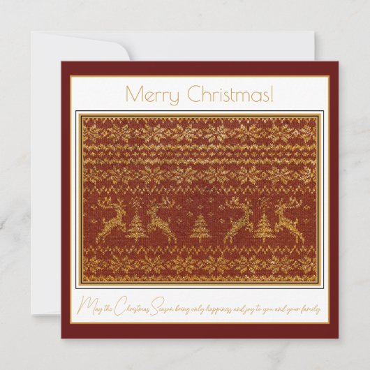 Weihnachtsstrickerei mit Hirschen und Baum (Vorderseite)