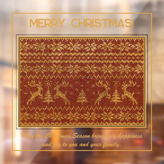 Weihnachtsstrickerei mit Hirschen und Baum Fensteraufkleber (Blatt 2)