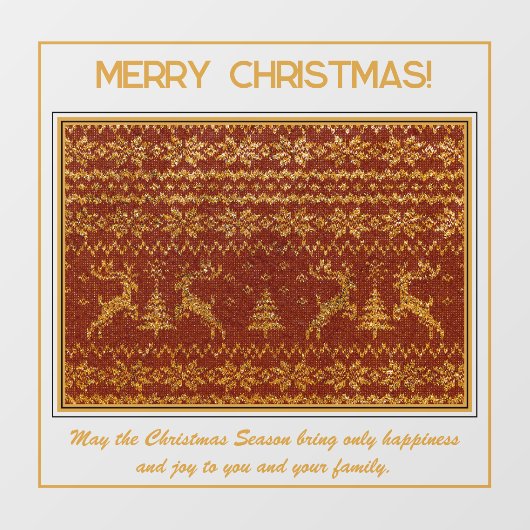 Weihnachtsstrickerei mit Hirschen und Baum Fensteraufkleber (Blatt)