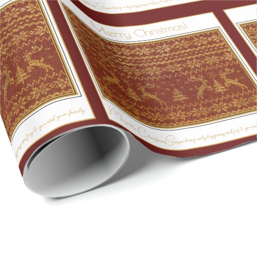 Weihnachtsstrickerei mit Hirschen und Baum Geschenkpapier (Rolleneckpunkt)