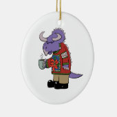 Weihnachtsstrickjacke-Dinosaurier-Verzierung Keramikornament (Rechts)