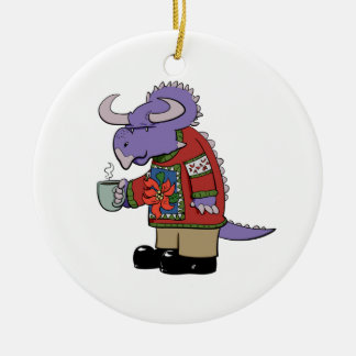 Weihnachtsstrickjacke-Dinosaurier-Verzierung Keramikornament