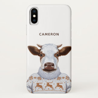 Weihnachtsstrickjacke-Kuh | addieren Ihren Namen Case-Mate iPhone Hülle