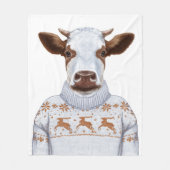 Weihnachtsstrickjacke-Kuh Fleecedecke (Vorderseite)