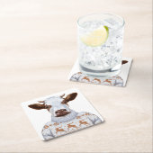 Weihnachtsstrickjacke-Kuh Rechteckiger Pappuntersetzer (Vor Ort)