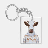 Weihnachtsstrickjacke-Kuh Schlüsselanhänger (Vorderseite links)