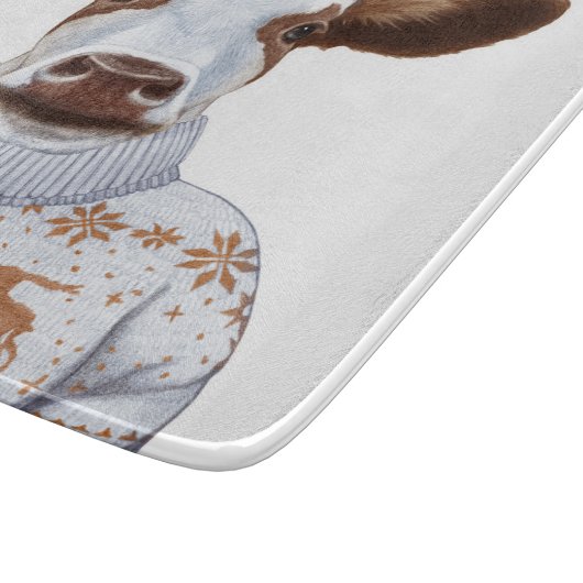 Weihnachtsstrickjacke-Kuh Schneidebrett (Ecke)