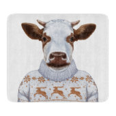 Weihnachtsstrickjacke-Kuh Schneidebrett (Vorderseite)