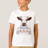 Weihnachtsstrickjacke-Kuh T-Shirt (Vorderseite)