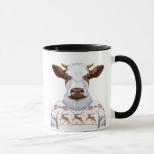 Weihnachtsstrickjacke-Kuh Tasse