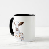 Weihnachtsstrickjacke-Kuh Tasse (Vorderseite Links)