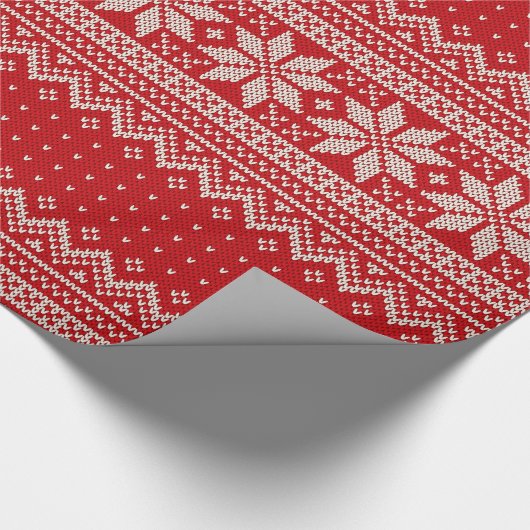 Weihnachtsstrickjacke-strickendes Muster - ROT Geschenkpapier (Ecke)