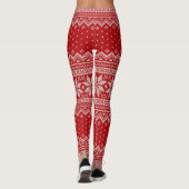 Weihnachtsstrickjacke-strickendes Muster - ROT Leggings (Rückseite)