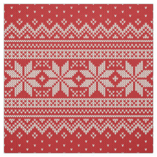 Weihnachtsstrickjacke-strickendes Muster - ROT Stoff