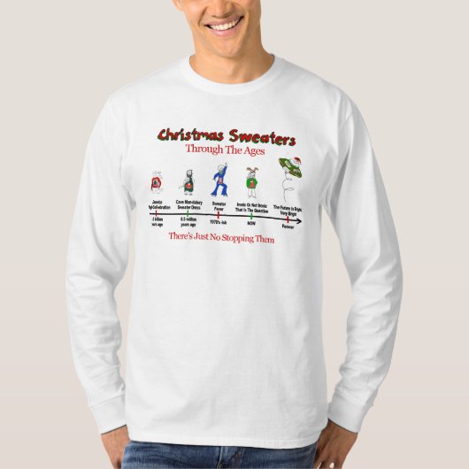 Weihnachtsstrickjacke-Zeitachse T-Shirt (Vorderseite)