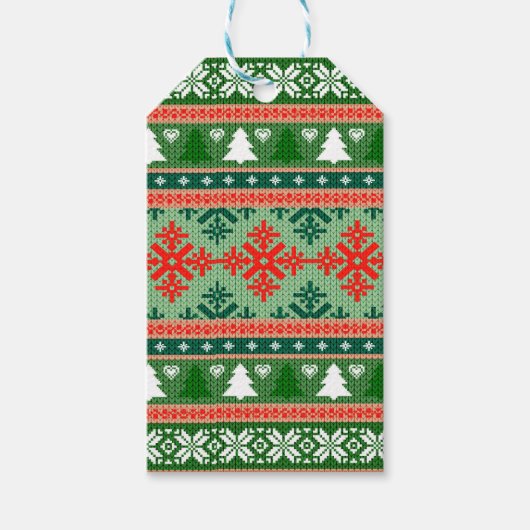 Weihnachtsstrickmuster Geschenkanhänger (Vorderseite)