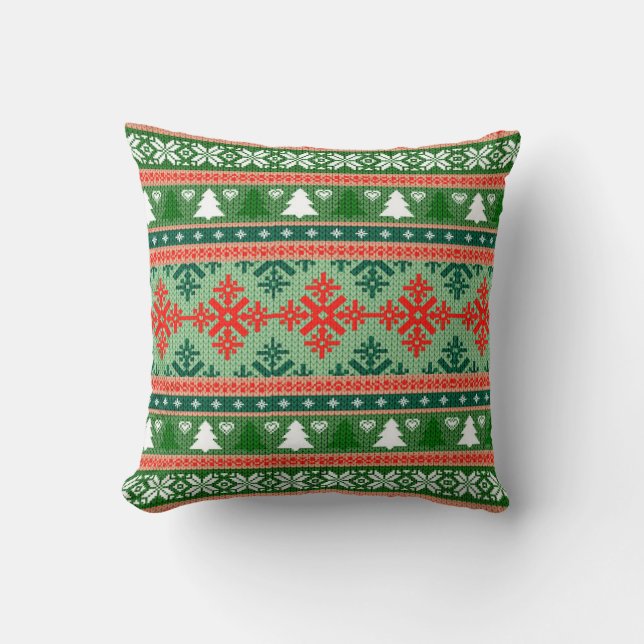Weihnachtsstrickmuster Kissen (Vorderseite)