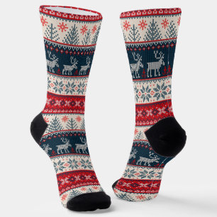 Weihnachtsstrickmuster Rentier Socken