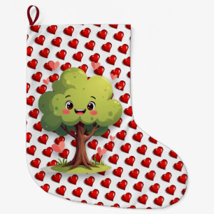 Weihnachtsstrumpf, Baum rote Herzen Liebe Großer Weihnachtsstrumpf
