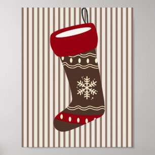 Weihnachtsstrumpf Braun und Rot Poster