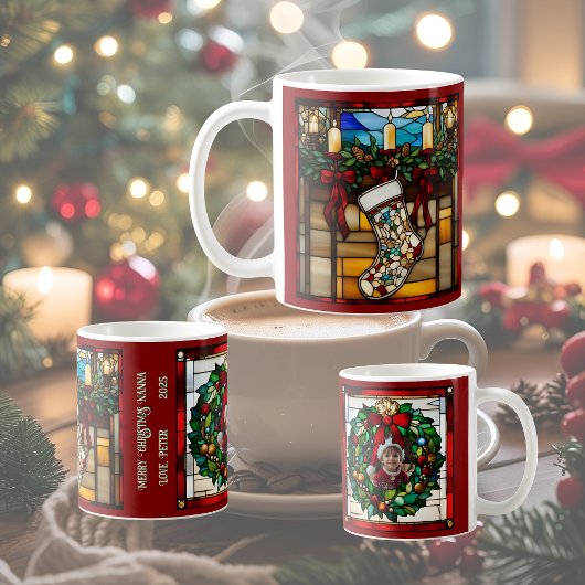 Weihnachtsstrumpf Faux-Buntglas Kaffeetasse