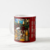 Weihnachtsstrumpf Faux-Buntglas Kaffeetasse (Vorderseite Links)