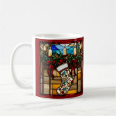 Weihnachtsstrumpf Faux-Buntglas Kaffeetasse (Links)