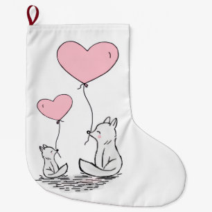 Weihnachtsstrumpf, Foxy Pink Herzen Liebe Großer Weihnachtsstrumpf