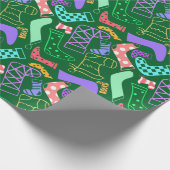 WeihnachtsStrumpf-gemustertes Grün Geschenkpapier (Ecke)