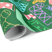 WeihnachtsStrumpf-gemustertes Grün Geschenkpapier (Rolleneckpunkt)